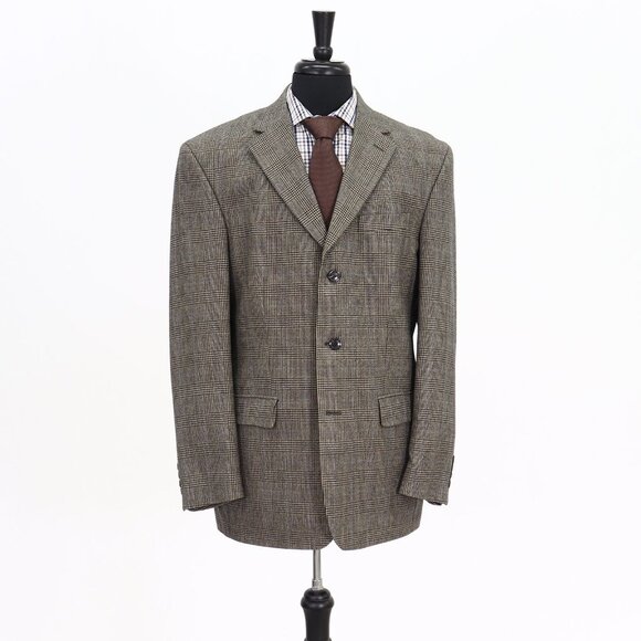Nautica 42R Beige Check 3-Button Sport Coat Blazer Jacket P504 - Picture 1 of 11